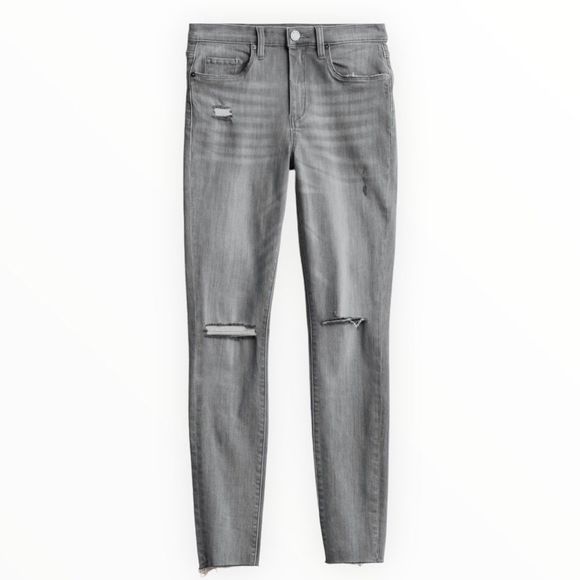 BLANK NYC The Great Jones Distressed High Rise Grey Scissor Cut Hem Skinny Jean - Picture 1 of 13